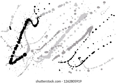 Hand drawn set of silver ink spots isolated on white background. Paint splat set ink. Splat drop vector. Blood splash. Paint blob.