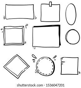 Hand drawn set of simple frame and border with different shapes: heart, square, oval. Cut isolated vector illustration for your banner design vector illustration