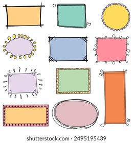 Hand drawn set of simple frame