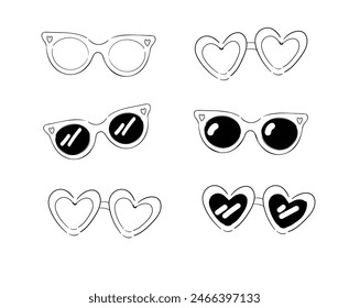 Conjunto dibujado a mano sketch gafas de sol Ilustración vectorial