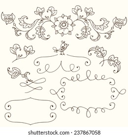 hand drawn set for a skrapbooks, for a wedding card, banners. Vector illustration