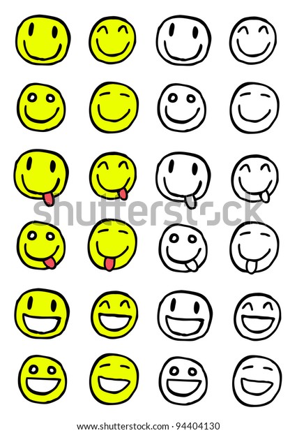 Hand Drawn Set Smiles Cartoon Illustration Stock Vector (Royalty Free ...