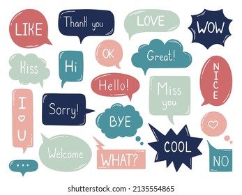 Hand Drawn Set Speech Bubble Handwritten Stock Vector (Royalty Free ...