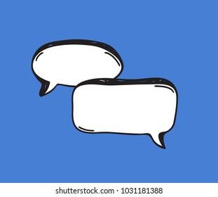 Hand drawn set of speech bubbles. Vector pop art objects. Doodle elements for dialog