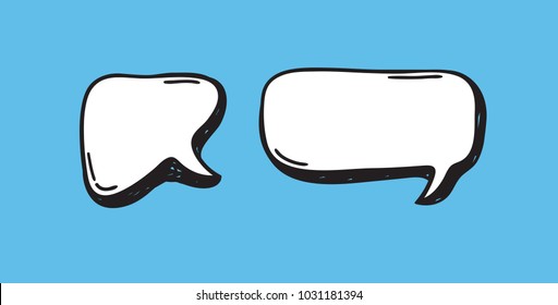 Hand drawn set of speech bubbles. Vector pop art objects. Doodle elements for dialog