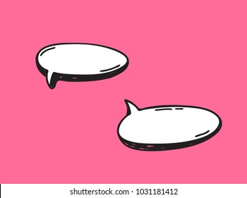 Hand drawn set of speech bubbles. Vector pop art objects. Doodle elements for dialog