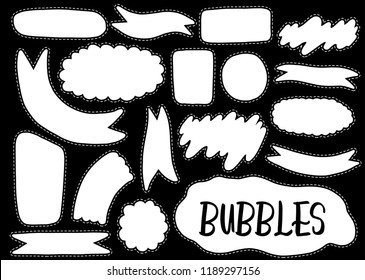 Hand drawn set of speech bubbles. Element speak for design. Isolated in white.Comic style. Vector illustration.