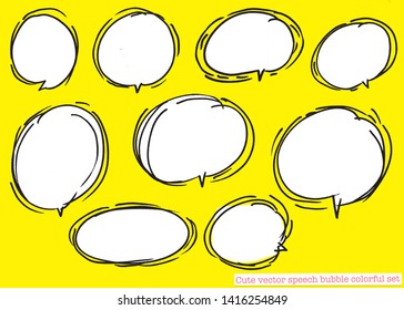 Hand drawn set of speech bubbles with dialog words