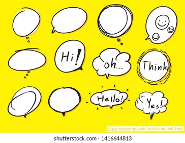 Hand drawn set of speech bubbles with dialog words