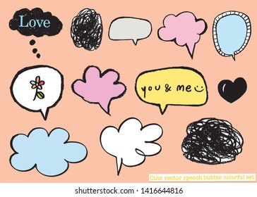 Hand drawn set of speech bubbles with dialog words