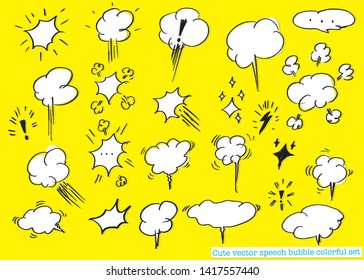 
Hand drawn set of speech bubbles with dialog words,Vector bubbles speech doodle set