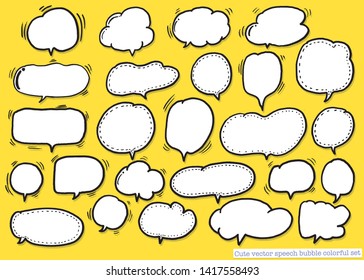 
Hand drawn set of speech bubbles with dialog words,Vector bubbles speech doodle set