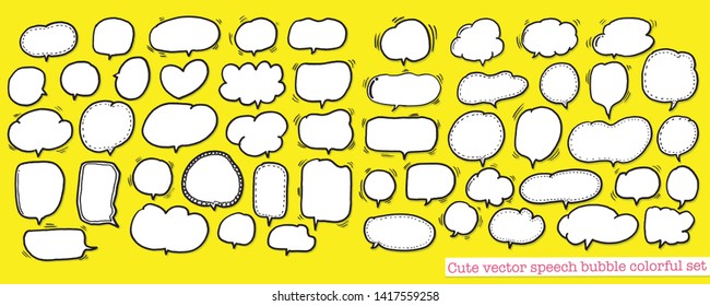 
Hand drawn set of speech bubbles with dialog words,Vector bubbles speech doodle set
