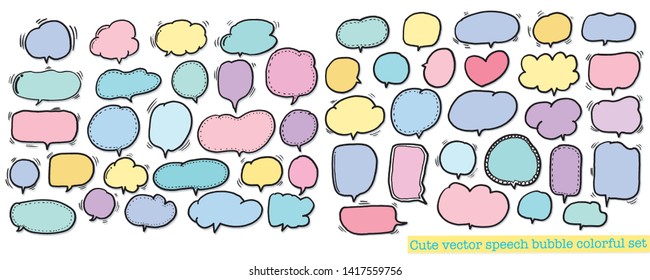 
Hand drawn set of speech bubbles with dialog words,Vector bubbles speech doodle set