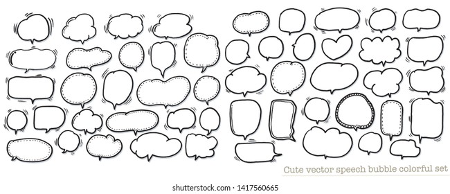 
Hand drawn set of speech bubbles with dialog words,Vector bubbles speech doodle set