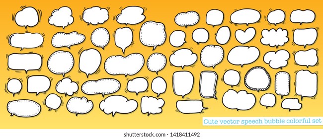 Hand drawn set of speech bubbles with dialog words,Vector bubbles speech doodle set 