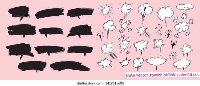 Hand drawn set of speech bubbles with dialog words,Vector bubbles speech doodle set 