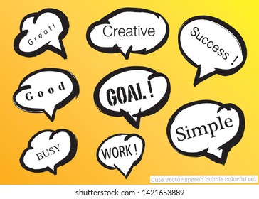 Hand drawn set of speech bubbles with dialog words,Vector bubbles speech doodle set 