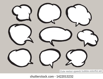 Hand drawn set of speech bubbles with dialog words,Vector bubbles speech doodle set 
