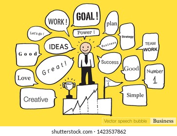 Hand drawn set of speech bubbles with dialog words for Business,
Business Vector bubbles speech doodle set 