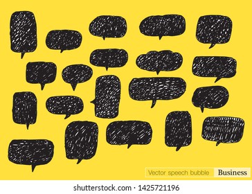 Hand drawn set of speech bubbles with dialog words,Vector bubbles speech doodle set 