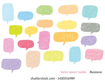 Hand drawn set of speech bubbles with dialog words,Vector bubbles speech doodle set ,Cute speech bubbles 
