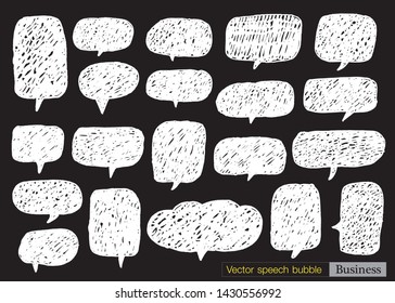 Hand drawn set of speech bubbles with dialog words,Vector bubbles speech doodle set ,Cute speech bubbles 