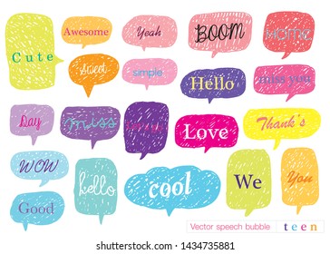 Hand drawn set of speech bubbles with dialog words for Business, Business Vector bubbles speech doodle set,Colorful speech bubbles