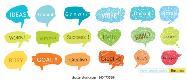 Hand drawn set of speech bubbles with dialog words for Business, Business Vector bubbles speech doodle set,Colorful speech bubbles