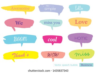 Hand drawn set of speech bubbles with dialog words for Business, Business Vector bubbles speech doodle set,Colorful speech bubbles