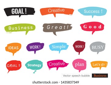 Hand drawn set of speech bubbles with dialog words for Business, Business Vector bubbles speech doodle set,Colorful speech bubbles