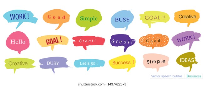 
Hand drawn set of speech bubbles with dialog words for Business, Business Vector bubbles speech doodle set,Colorful speech bubbles