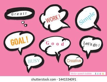 
Hand drawn set of speech bubbles with dialog words for Business, Business Vector bubbles speech doodle set,Colorful speech bubbles for decoration of kids' illustrations, comics, banners