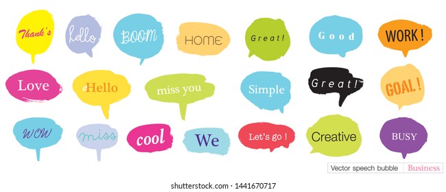 
Hand drawn set of speech bubbles with dialog words for Business, Business Vector bubbles speech doodle set,Colorful speech bubbles for decoration of kids' illustrations, comics, banners