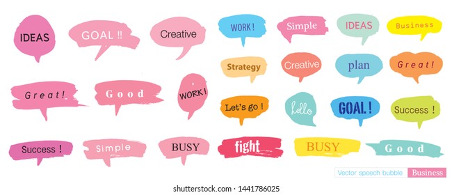 
Hand drawn set of speech bubbles with dialog words for Business, Business Vector bubbles speech doodle set,Colorful speech bubbles for decoration of kids' illustrations, comics, banners