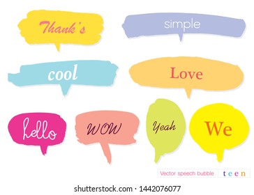 Hand drawn set of speech bubbles with dialog words for Business, Business Vector bubbles speech doodle set,Colorful speech bubbles for decoration of kids' illustrations, comics, banners