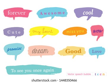 Hand drawn set of speech bubbles with dialog words for Business, Business Vector bubbles speech doodle set,Colorful speech bubbles for decoration of kids' illustrations, comics, banners,fashion