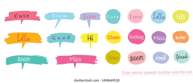 Hand drawn set of speech bubbles with dialog words for Business and Teen, Business Vector bubbles speech doodle set,Colorful speech bubbles for decoration of kids' illustrations, comics, banners,teen