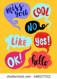 Hand drawn set of speech bubbles