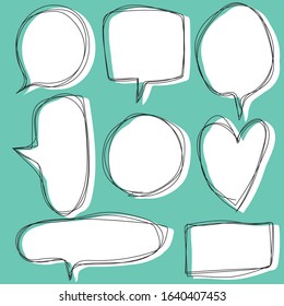 Hand drawn set of speech bubbles for dialog,Vector bubbles speech doodle set