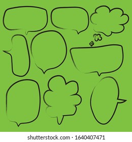 Hand drawn set of speech bubbles for dialog,Vector bubbles speech doodle set