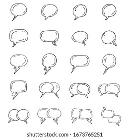 Hand drawn set of speech bubbles sign and symbols