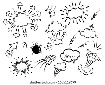 Hand drawn set of speech bubbles. doodle explosion vector illustration