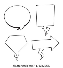 Handgezeichnete Redeblasen. Doodle-Set-Element. Vektorillustration.