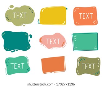 Hand drawn set of speech bubbles with text place. Comic doodle sketch style. Text and speech balloon element of color. Vector illustration for icon design.