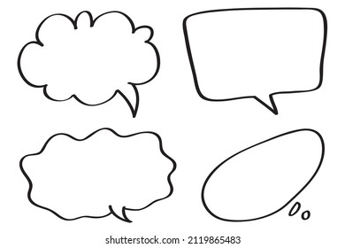 Hand drawn set of speech bubbles isolated . Doodle set element. Vector illustration.