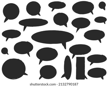 Hand drawn set of speech bubbles isolated . Doodle set element. Big set hand drawn monochrome blank effects template comic speech bubbles halftone dot vector background in pop art style.