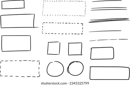 Hand drawn set speech bubbles. Abstract lines for the design of handwritten text. Talk bubble. Cloud speech bubbles collection. Vector