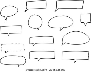 Burbujas de discursos dibujadas a mano. Líneas abstractas para el diseño de texto manuscrito. Hable burbuja. Colección de burbujas de habla en la nube. Vector