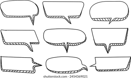Hand drawn set of speech bubbles